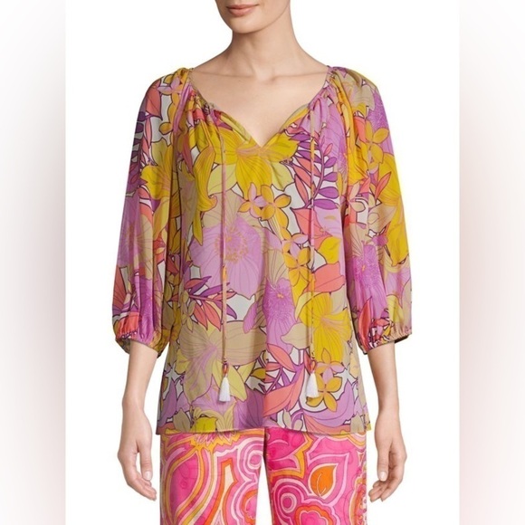 Trina Turk Abree Silk Top Medium - Picture 6 of 13